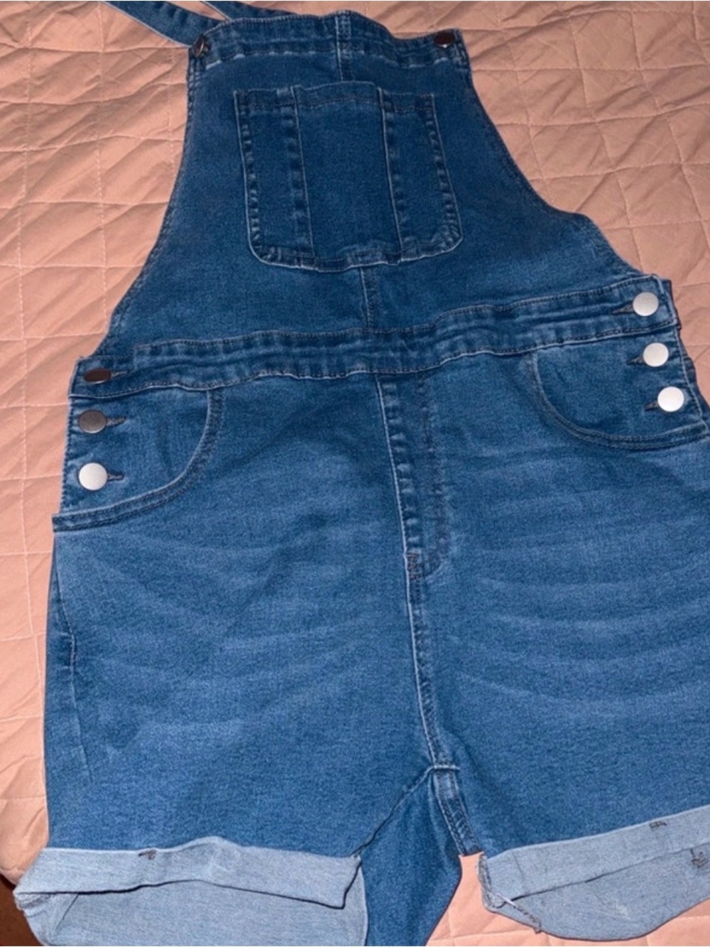 SHEIN Denim Blue Short Overalls with Front Pocket